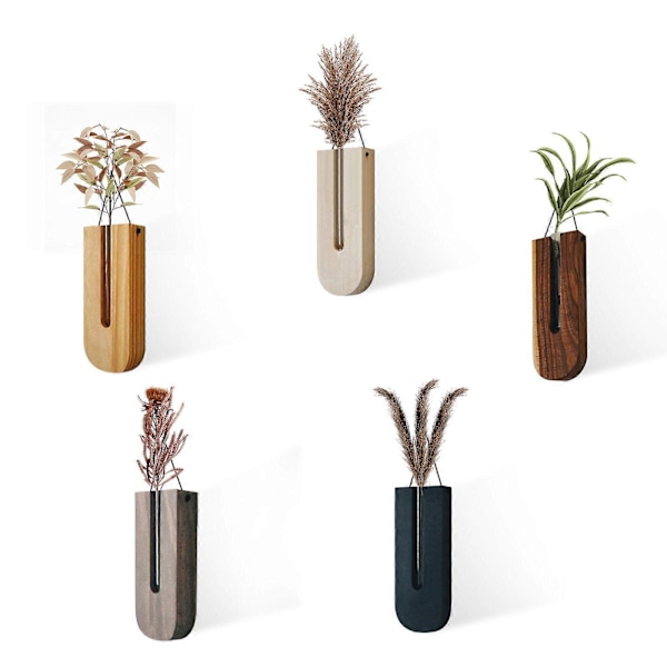 Väggvas - Inomhus vägghängande blomkruka Trävas blomkruka Träblomkruka Hängande blomkruka väggdekoration artefakt LGL grey
