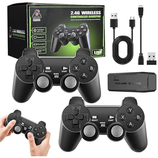 20000+ 4k Hdmi Tv Video Game Stick Retro Gaming Console W/ 2 trådløse controllere 4k Game Stick,100% Ny TAO[GL] 64g