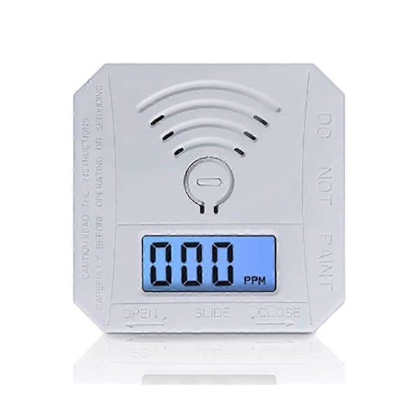Mini Kolmonoxid Detektor, CO Kolmonoxid Alarmdetektor med Digital Display och Larmsignal kompatibel LGL white
