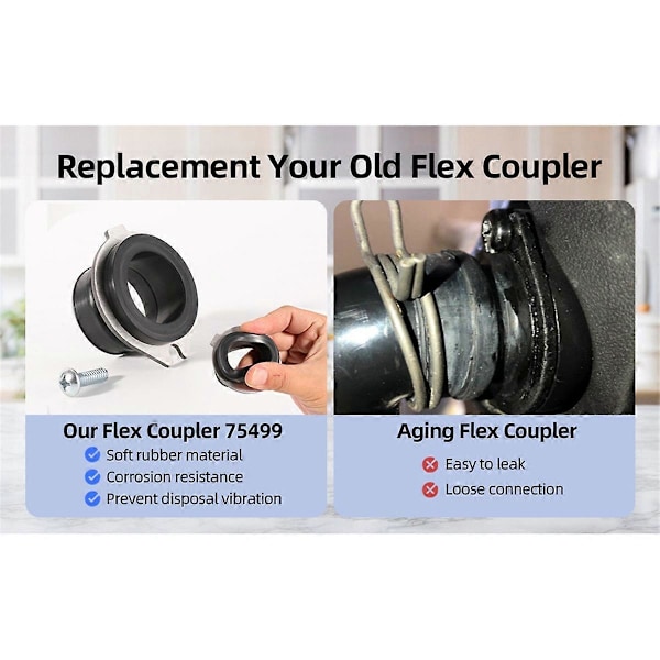 75499 Flexkoppling för avfallskvarn, Flexibel utlopp Anti-vibrationsrörfäste Koppling Repl LGL As Shown