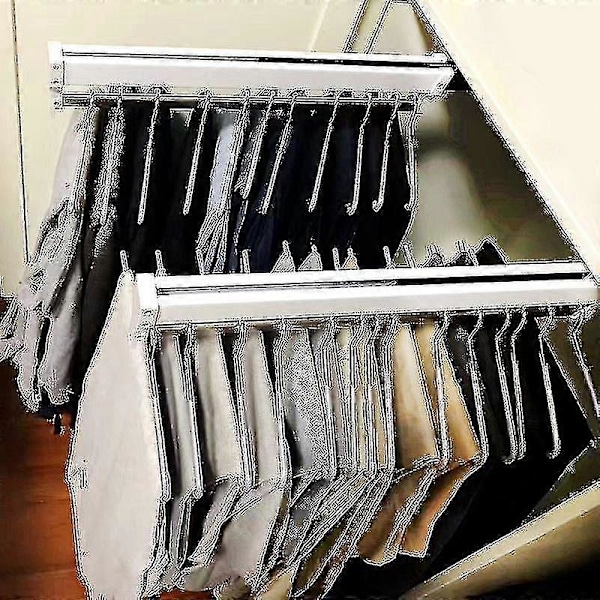Udtrækkelig Garderobestang Udtræks Garderobe Valet Stang Justerbar Garderobe Tøjskinne Topmontering A LGL Black 35cm