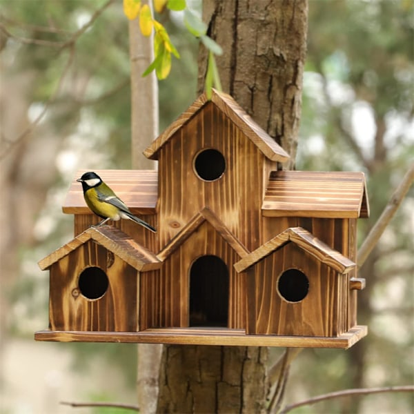 Luovat linnunpönttö Villa Tree Garden Retro Lawn Wooden Hanging Pet Birdhouses [GGL]