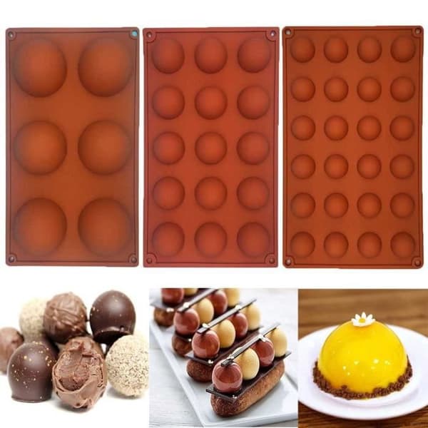 Halvkugle silikone kageform, muffinform, chokolade cookieform, bageform, 3 stk Pg590 (FMY)