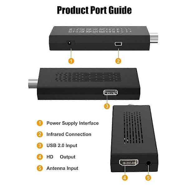 Digital Konverterboks, ATSC TV-tuner Gjemt Bak TV, TV-opptak og Avspilling, TV-tuner+1080P/AV Utgang EU Plugg LGL Black