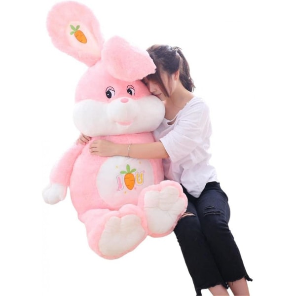 Kjempe rosa kanin plysjleketøy Bunny kosedyrdukke for gutter Bursdagsgave påskedagleker (28 tommer)