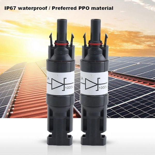 5 KPL Aurinkopaneeliliitin diodilla Vedenpitävä PV-liitin DC1000V 20A IP67 PPO Uros Naaras Liitinpistoke LGL Black