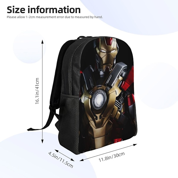 i968 Iron Man Ryggsekk, Reise Laptop Ryggsekk, Vannbestandig College Skole Datamaskin Bag, Holdbar DagstursekkdmSJB2513