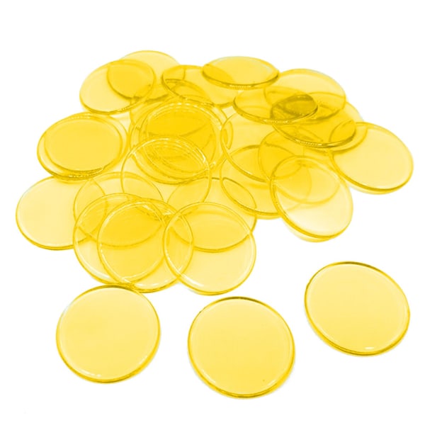 Haloppe 100st 19mm Bingo Chips Transparent Color Counting Math Game Counters Markers Yellow 100pcs