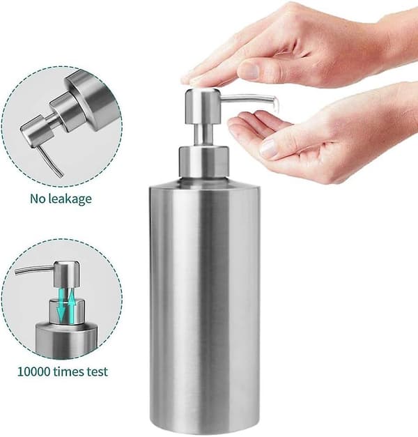 Flydende Sæbedispenser 550ML i 304 Rustfrit Stål til Badeværelse Køkken Sølv (LGL)