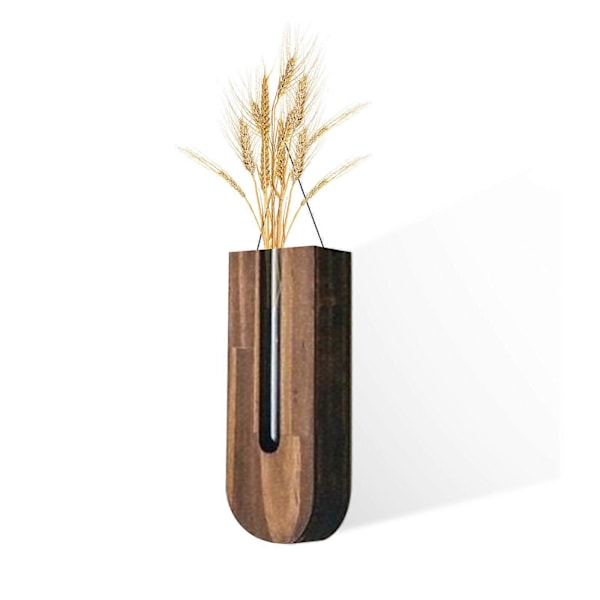 Väggvas - Inomhus vägghängande blomkruka Trävas blomkruka Träblomkruka Hängande blomkruka väggdekoration artefakt LGL Dark brown
