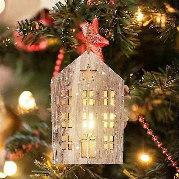 Jul Trähus Dekor Jul LED Ljus Trähus Dekor Julfest Tillbehör Inomhus Heminredning Dekorativt Hus LGL A CHINA