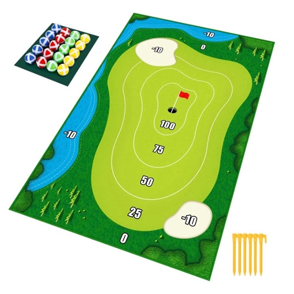 Chipping Golf Game Mat Chipping Game Med Chip Golfbollar Set Matta Inomhus Utomhus Toss Game För