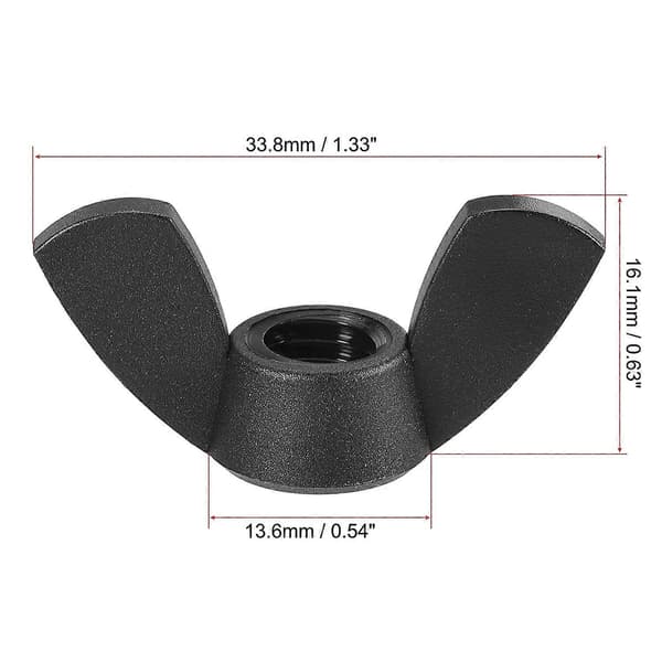 M8 Vingemutter Vingemuttere Nylon Håndstrammingsfester Svart 12 stk (LGL)