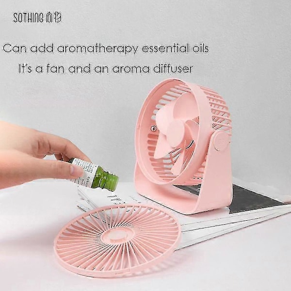 Mini Ing Fan Aroma Diffuser USB Bordventilator med 360° Justerbar LGL