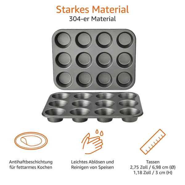 Non-stick muffinsformar i kolstål, 2-pack (LGL)