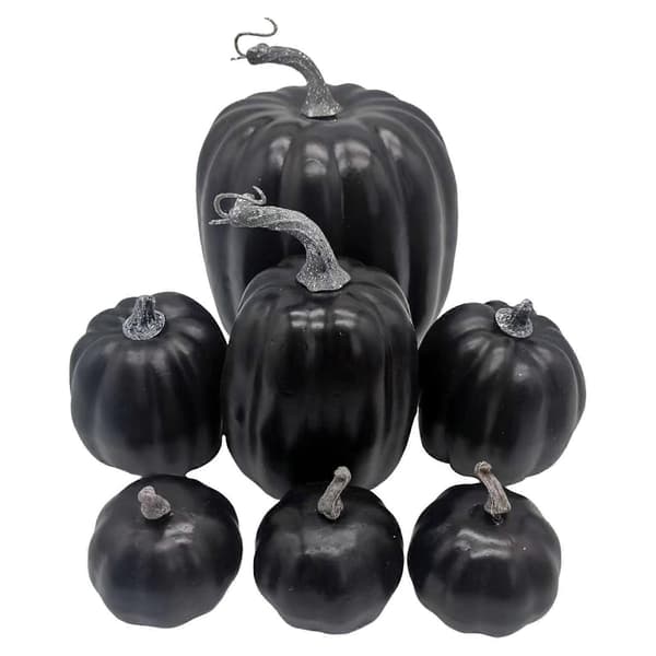 7x Kunstige Græskar Efterårsskum Håndværk Halloween Håndarbejde til Ferie Spisning (LGL) black