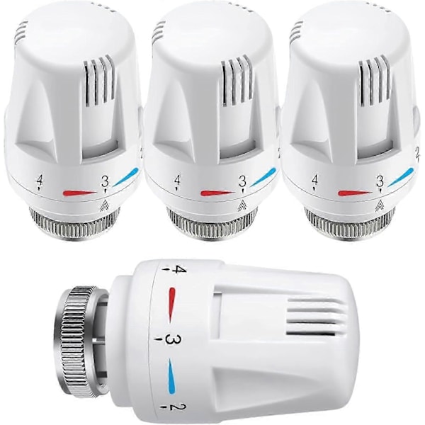 Termostatisk Topp, 4 Delar Termostat, Standard Radiatorventil Ersättningshuvud M30 x 1.5 Temperaturkontroll, Vit LGL