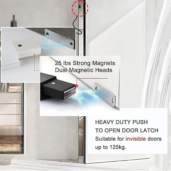 2-pakks Heavy Duty Push Latch & Lock kompatibel Skjult Dør Touch Latches Og Catch Magnet Push Release Dra+(ere