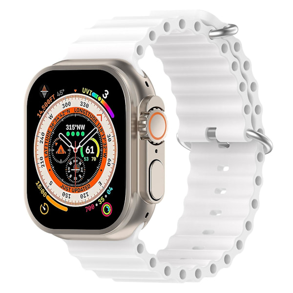 Ocean Silikon Armband för Apple Watch Ultra 49mm/Series 8&7 45mm/SE 2&6&SE&5&4 44mm LGL White