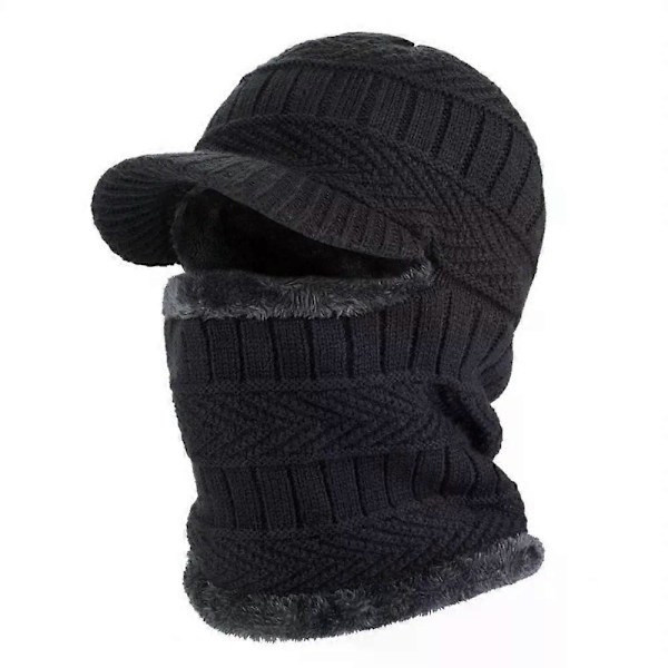 Vinterlue for menn Skullies Beanies Luer Vinterbeanies for menn kvinner Ullskjerf Lue Balaclava Maske Bonnet Strikket Lue for kvinner LGL Black Zipper