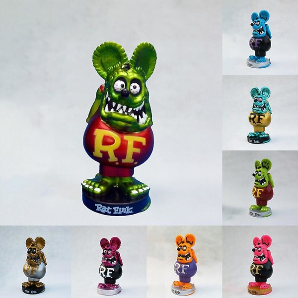 Model Toy Rat Fink Design Dekoration PVC Hoved Crazy Mouse Actionfigur til Børn[GL] Red