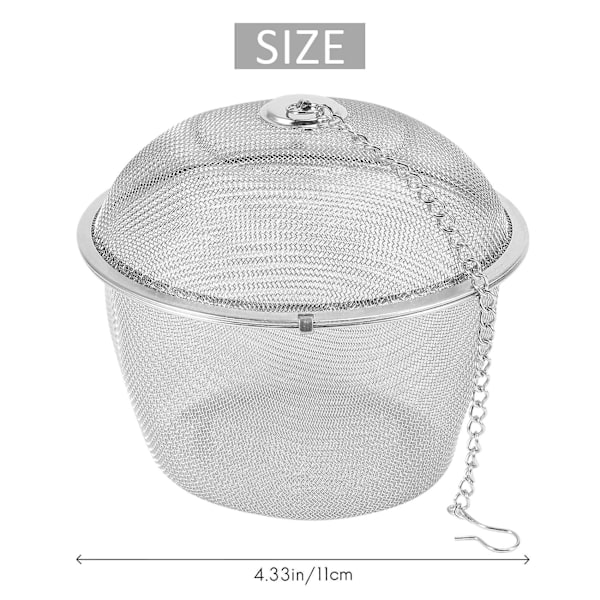 Extra rostfritt stål Twist Lock Mesh Tea Ball Tea Infuser med kedja [L] As shown