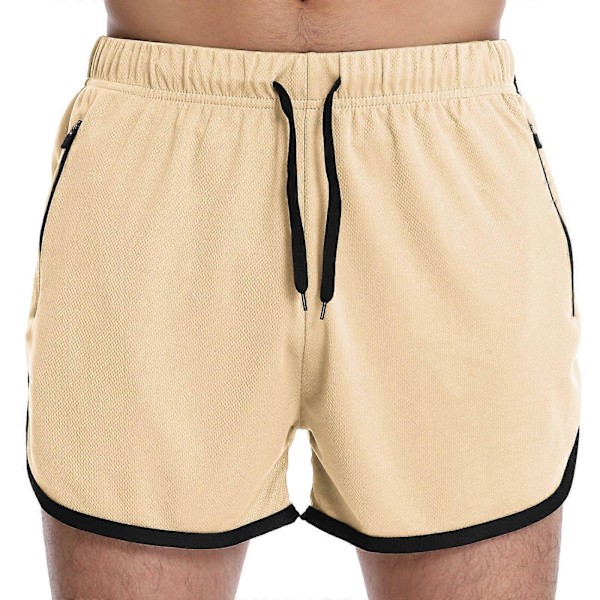 Urheilushortsit Juoksuun Hengittävät treenishortsit Kuntosalishortsit taskuilla miehille - LGL Khaki M