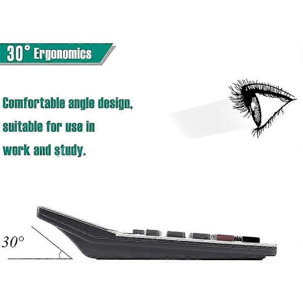 Lommeregner, 12-cifret solcellebatteri kontorlommeregner med stort LCD-display, dobbelt strømforsyning Deskto LGL as shown