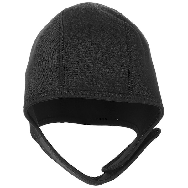 Justerbar Dykkerhette Voksen Varm Svømmehette Dykking Snorkling Beskyttende Hatt for Varme LGL Black 28x24cm