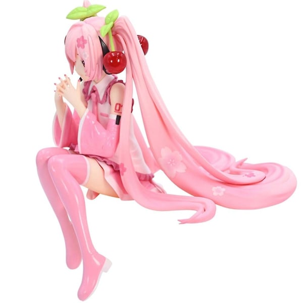 Ny Hatsune Miku Anime Figur Pink Kjole Pvc Model Action Legetøj Kirsebær Pink Kirsebærblomster Dekoration Saml gaver[GL] No Box