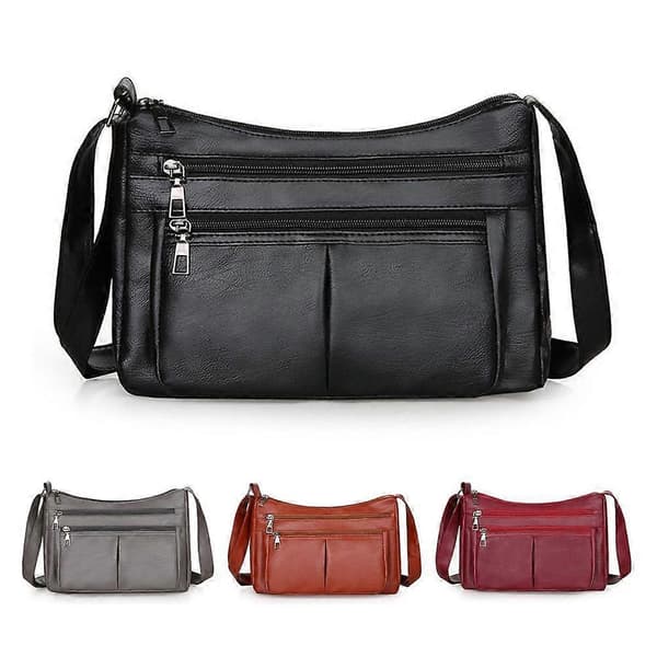 Ny Multi-Layer Blød Lædertaske Moderne Alsidig Skuldertaske (LGL) Black