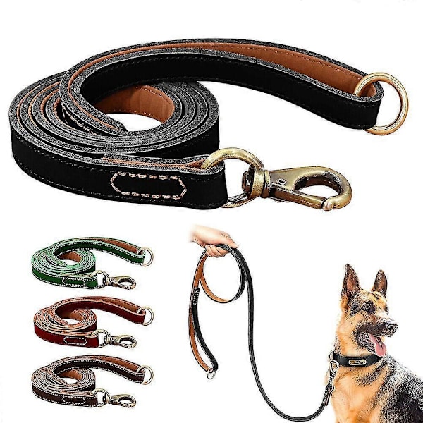 Aitoa nahkaa oleva lemmikkikoiran talutin 150 cm pitkä vahva talutin kestävään käyttöön LGL Black 1.0cm*150cm