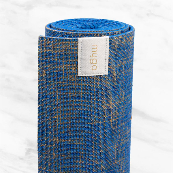 Myga Jute Yogamåtte - Skridsikker Træningsmåtte til Yoga, Pilates & Fitness - Multipurpose Måtte med Bærerem til Rejser - Hvid LGL Blue