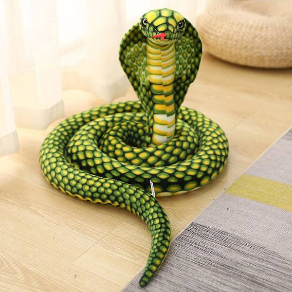 2,4 m Cobra pehmolelu käärme Cobra käärme pehmolelu Suuri kuningaskobra pehmolelu käärme Yellow