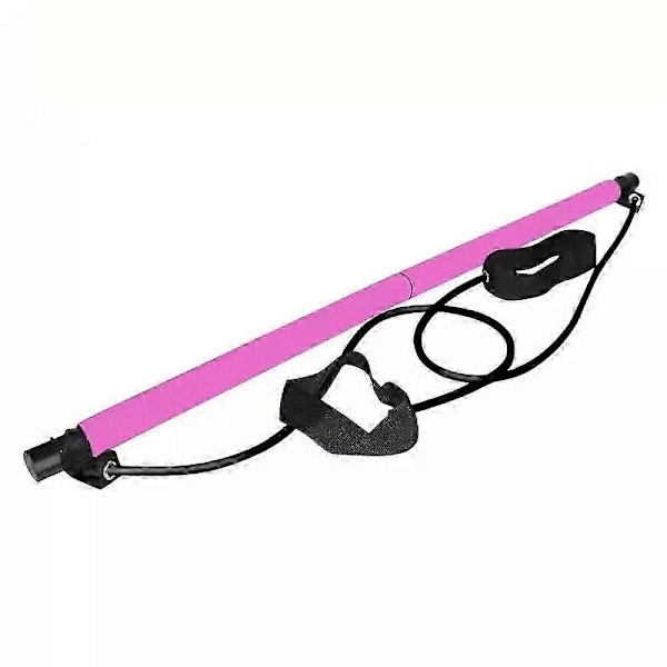 Bærbar Pilates Træningsbar Stick, Pilates Bar Kit med Modstandsbånd Træningsstick LGL pink