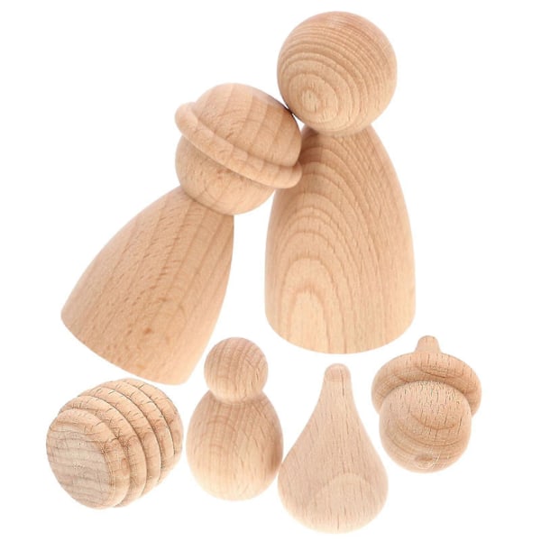 1 Set DIY Träpinnar Docka Obehandlade Tomma Träpinnar Dockor Obehandlade Hantverkstillbehör (LGL)