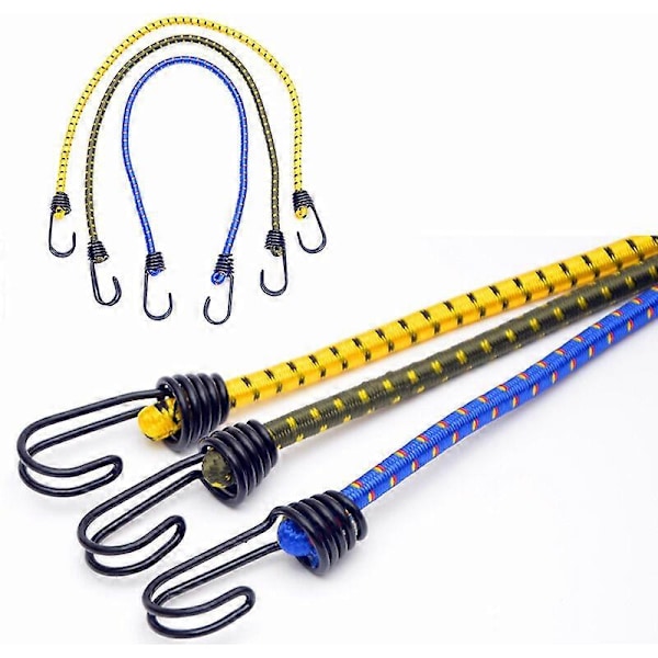 Set med 12 elastiska spännare med krokar - Elastiskt gummiband - Elastisk spännare för bagage och bil - Cykelspännare - Elastiska snören med LGL