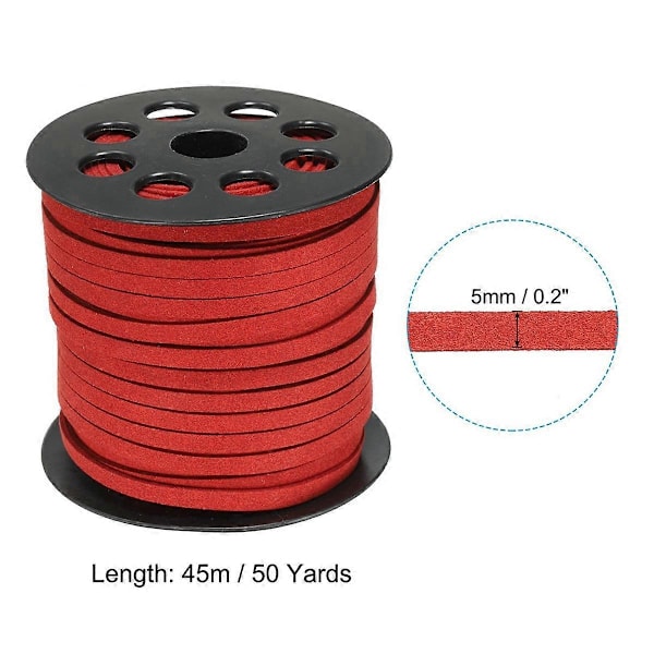 Platt mockaimitationsläderrem, 5 mm konstläderrem för tillverkning av halsband, armband, smycken, tofsar Cr LGL Red