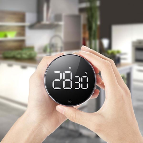 Magnetisk Digital Smart Timer - rotationsnedtællingstimer DM, 100% Ny (LGL) Black