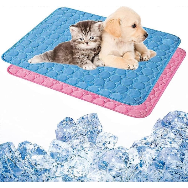 Stor Kølemåtte 2 STK Holdbar Hundekølemåtte Is Silke Hundemåtte Ideel til Hunde og Katte for at Holde dem Kølige Denne Sommer 40x50CM (LGL)