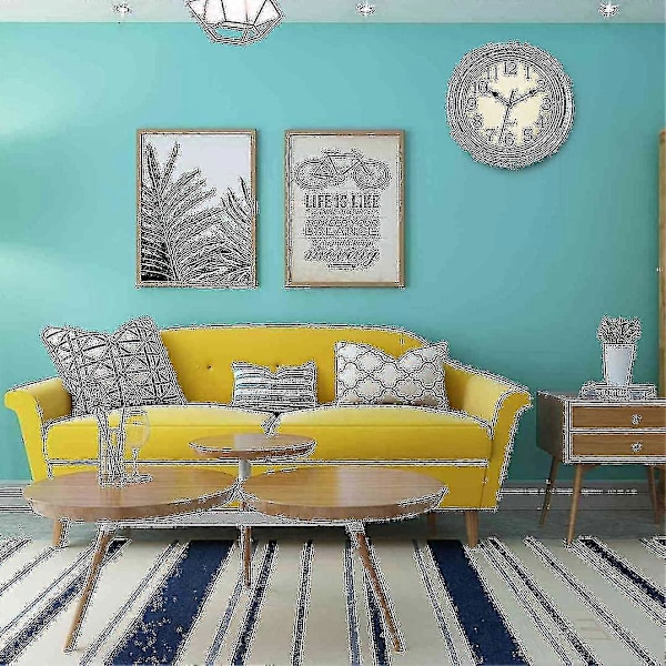 Stille, lydløs retro kvarts vægur (30 cm) S202412276507 LGL Blue