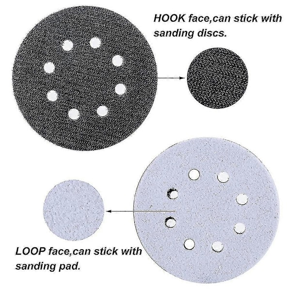 6 stk. 5 tommer (125 mm) 8-hullers blød svampeinterfacepad til slibepuder og velcro-slibeskiver Fo LGL