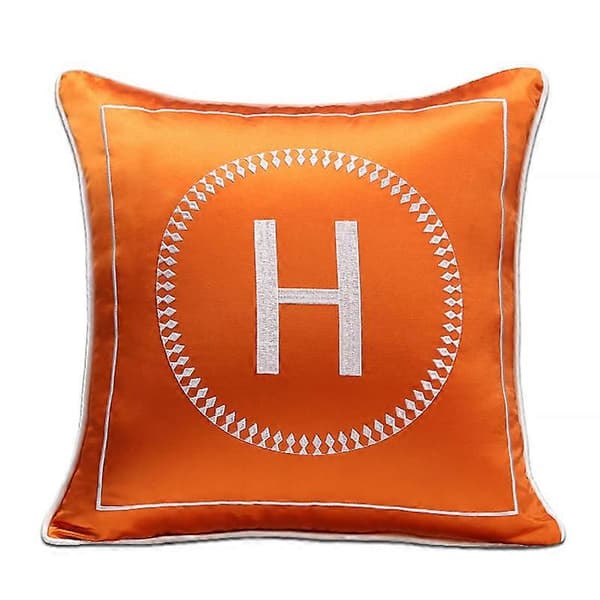 H Latter Trykt Pyntepude (LGL) Orange