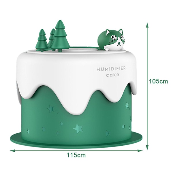 Liten Kake Luftfukter med Fargerikt Nattlys Skrivebord Tåkemaskin Luftfukter for Hjem Soverom Kontor Stille Drift USB Drevet Bærbar D LGL White