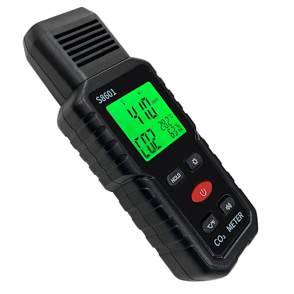 3 i 1 CO2 Måler Luftkvalitetsmonitor Håndholdt 5000Ppm CO2 Monitor Måling Kuldioxid / Detektor S8601 LGL BlackRed