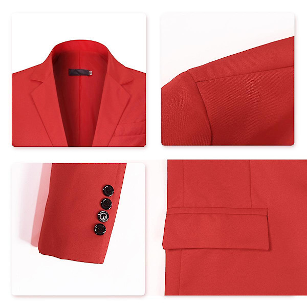 Allthemen Herr Enfärgad Slim Fit Business Casual Blazer LGL 2XL Red