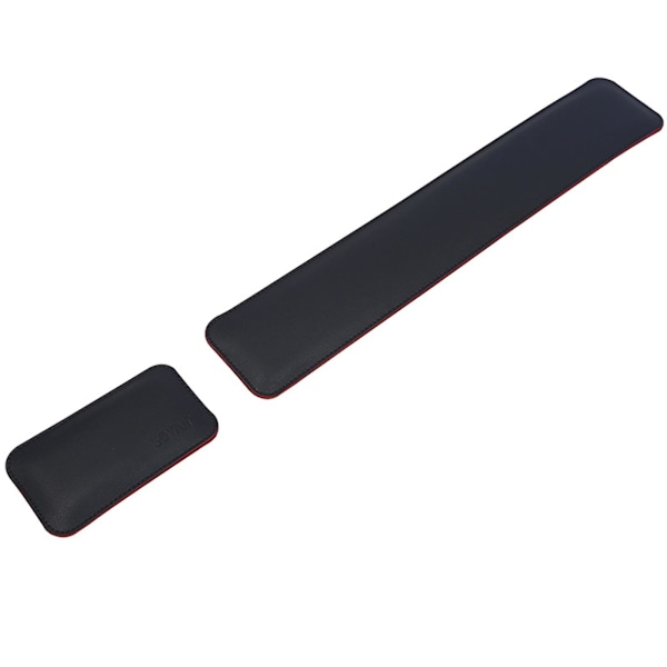 Dobbeltsidet PU Læder Muse Håndledspude Tastatur Håndledsstøtte Bakke Musemåtte LGL Black and red