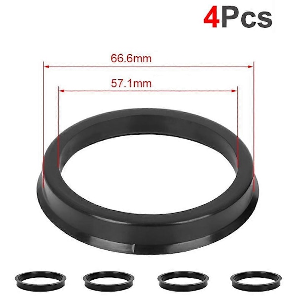 AUTCOAT 4 st/set Automotive Bil Plast Hjulnav Centreringsringar Center Hubringar Borrning 73.1-57.1 66.6-57.1 LGL 66.6-57.1-Black
