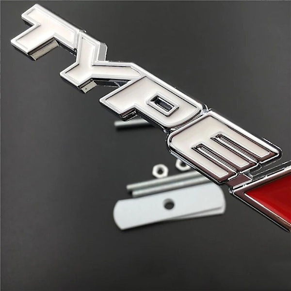 3D-metalli R-tyypin logon kirjain auton etusäleikköön Honda Civic Crv Hrv Accord Fit Fk8 Typer Type R -merkki tarra lisävarusteet White Red