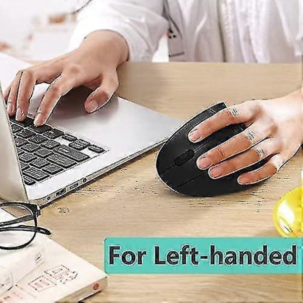 Venstrehånds mus 2.4g trådløs tommelfingerbetjent trackball mus mindre støj - Sort (LGL)